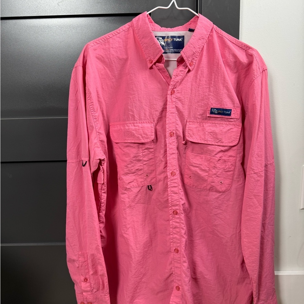 Spicy Tuna Performance Fishing Button Down Shirt Men’s Size Large